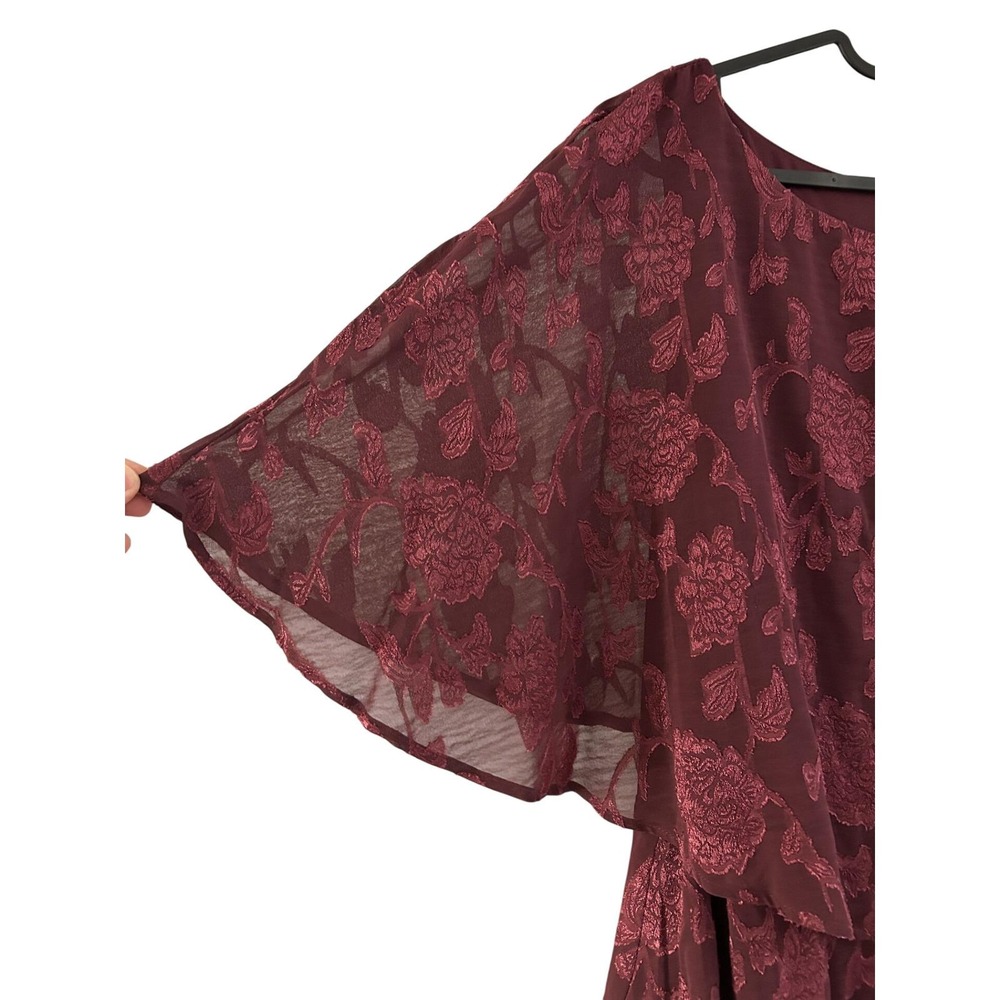 R&M Richards Premium Formal Jumpsuit Womens 18W Wine NWT Floral Lace Overlay - Picture 15 of 16